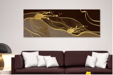 Tablou canvas abstract forme auriu maro