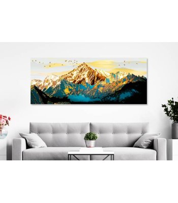 Tablou canvas abstract munte auriu turcoaz