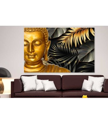 Tablou feng-shui Budha si frunze aurii
