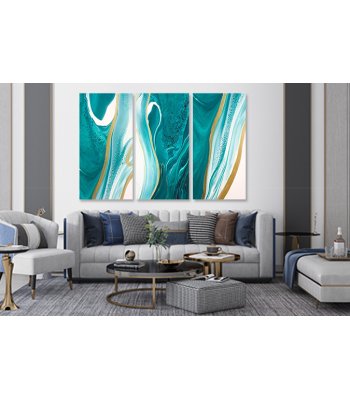 Tablouri canvas nuante turcoaz si auriu