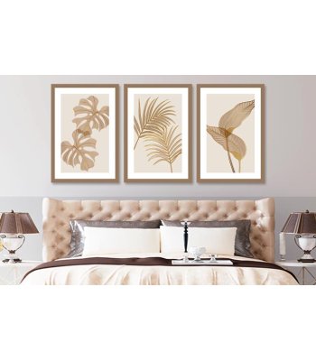 Tablouri abstracte frunze bej si auriu
